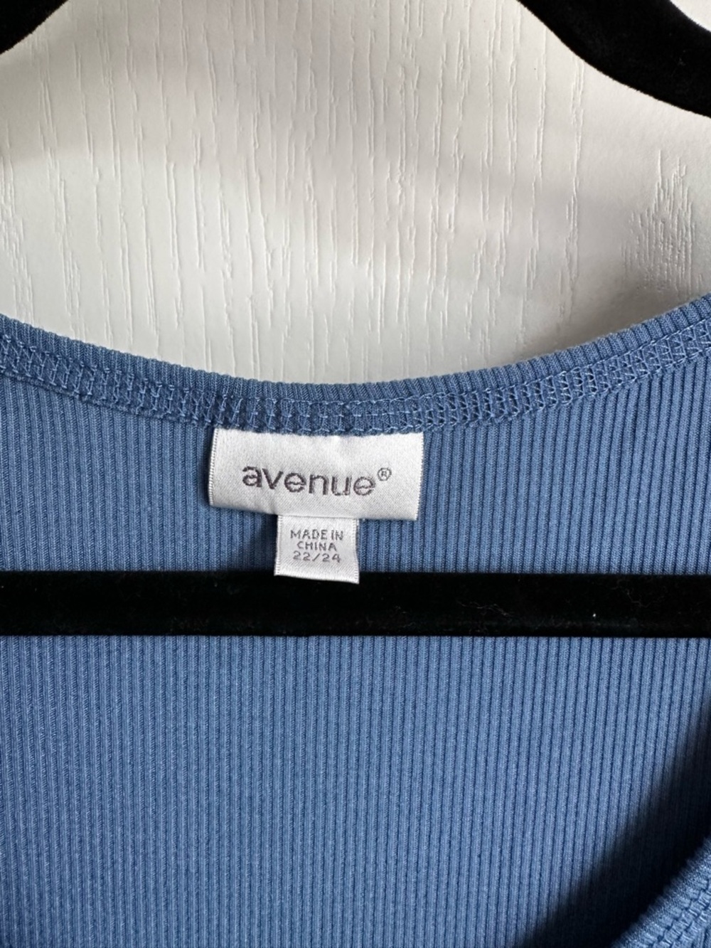 Avenue Blue Ribbed Henley Tunic with Crochet Trim - Picture 3 of 6